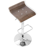Lumisource 2-Tier Contemporary Barstool with Swivel in Walnut and Clear