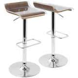Lumisource 2-Tier Contemporary Barstool with Swivel in Walnut and Clear