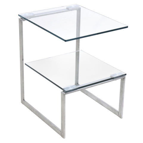 Lumisource 6G Side Table In Stainless Steel With Clear Glass