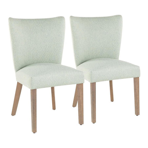 Lumisource Addison Contemporary Dining Chair in Ash Brown Wooden Legs and Green Fabric - Set of 2