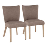 Lumisource Addison Contemporary Dining Chair in Ash Brown Wooden Legs and Grey Fabric - Set of 2