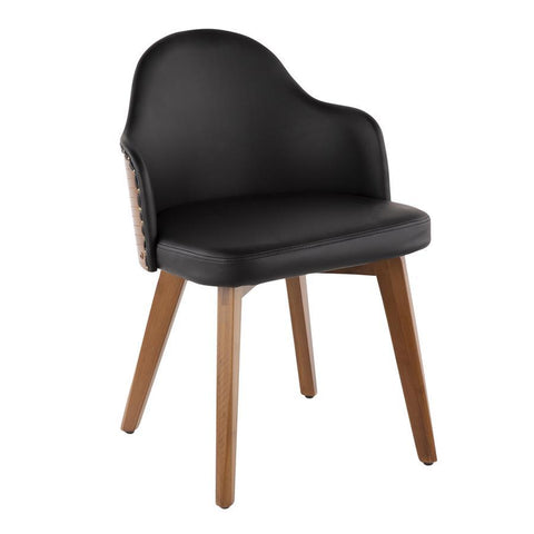 Lumisource Ahoy Mid-Century Chair in Walnut and Black Faux Leather