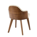 Lumisource Ahoy Mid-Century Chair in Walnut and Cream Faux Leather
