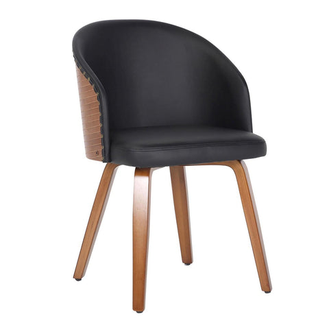 Lumisource Ahoy Mid-Century Modern Side Chair in Walnut Bamboo and Black Faux Leather