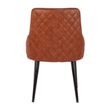 Lumisource Alden Contemporary Dining/Accent Chair in Brown Faux Leather with Quilted Backrest - Set of 2