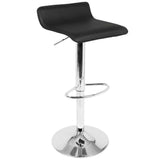 Lumisource Ale Contemporary Adjustable Barstool in Black PU Leather - Set of 2