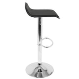 Lumisource Ale Contemporary Adjustable Barstool in Black PU Leather - Set of 2