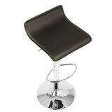 Lumisource Ale Contemporary Adjustable Barstool in Brown PU Leather - Set of 2