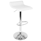 Lumisource Ale Contemporary Adjustable Barstool in White PU Leather - Set of 2