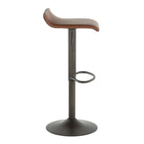 Lumisource Ale Industrial Barstool in Antique Metal and Brown Faux Leather - Set of 2