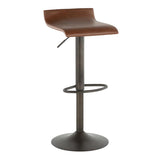 Lumisource Ale Industrial Barstool in Antique Metal and Brown Faux Leather - Set of 2