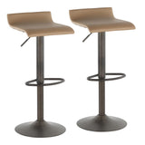 Lumisource Ale Industrial Barstool in Antique Metal and Camel Faux Leather - Set of 2
