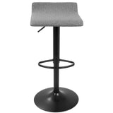 Lumisource Ale XL Contemporary Adjustable Barstool in Black with Polyester Fabric - Set of 2