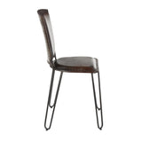 Lumisource Ali Industrial Dining Chair in Black Metal and Espresso Leather - Set of 2