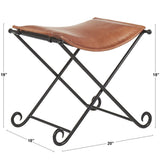 Lumisource Ali Industrial Leather Stool in Black Metal and Brown Leather
