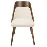 Lumisource Anabelle Mid-Century Modern Dining/Accent Chair in Walnut and Cream Fabric