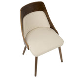 Lumisource Anabelle Mid-Century Modern Dining/Accent Chair in Walnut and Cream Fabric