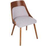 Lumisource Anabelle Mid-Century Modern Dining/Accent Chair in Walnut and Grey Fabric