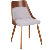 Lumisource Anabelle Mid-Century Modern Dining/Accent Chair in Walnut and Grey Fabric