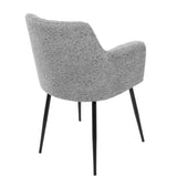 Lumisource Andrew Contemporary Dining/Accent Chair in Black with Grey Fabric - Set of 2