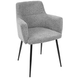 Lumisource Andrew Contemporary Dining/Accent Chair in Black with Grey Fabric - Set of 2