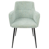 Lumisource Andrew Contemporary Dining/Accent Chair in Black with Seafoam Green Fabric - Set of 2