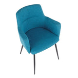 Lumisource Andrew Contemporary Dining/Accent Chair in Black with Teal Fabric - Set of 2