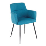 Lumisource Andrew Contemporary Dining/Accent Chair in Black with Teal Fabric - Set of 2