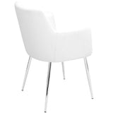 Lumisource Andrew Contemporary Dining/Accent Chair in Chrome and White Faux Leather - Set of 2