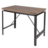 Lumisource Arbor Industrial Counter Table in Antique Metal and Brown Wood-Pressed Grain Bamboo