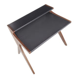 Lumisource Archer Contemporary Desk in Walnut Wood w/Grey Wood Top
