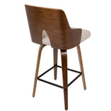 Lumisource Ariana 26" Mid-Century Modern Counter Stool in Walnut and Beige Fabric - Set of 2