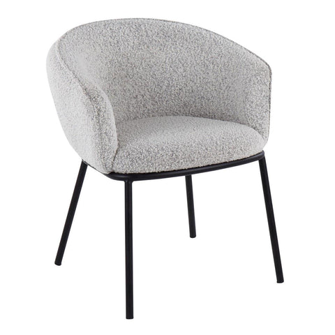 Lumisource Ashland Contemporary Chair in Black Steel and Grey Sherpa Fabric
