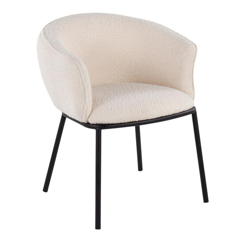 Lumisource Ashland Contemporary Chair in Black Steel and White Sherpa Fabric
