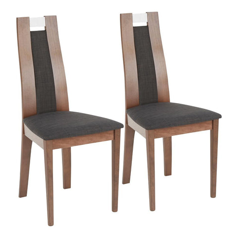 Lumisource Aspen Contemporary Dining Chair in Walnut Wood and Charcoal Fabric - Set of 2