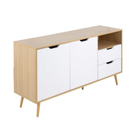 Lumisource Astro Contemporary Sideboard in Natural and White Wood