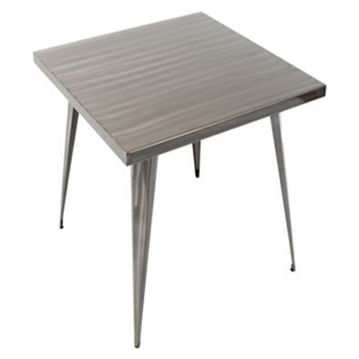 Lumisource Austin Dining Table 32" X 32" In Clear Brushed Silver Finish