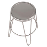 Lumisource Avery Industrial Metal Counter Stool in Brushed Stainless Steel - Set of 2