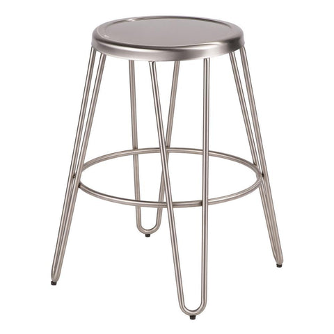 Lumisource Avery Industrial Metal Counter Stool in Brushed Stainless Steel - Set of 2