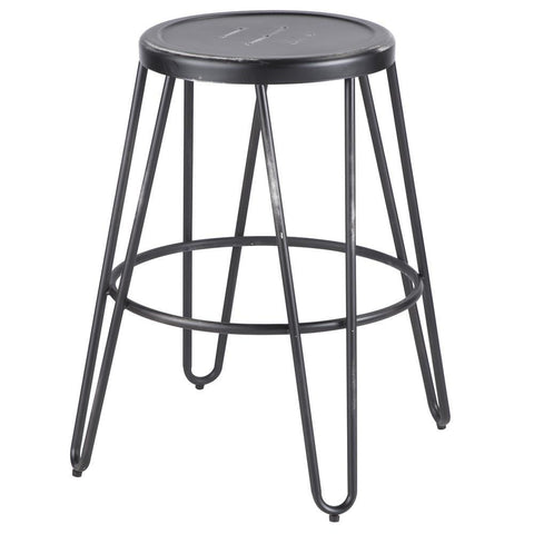 Lumisource Avery Industrial Metal Counter Stool in Vintage Black - Set of 2