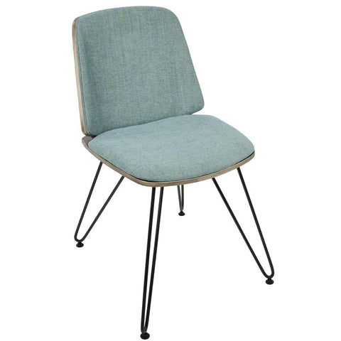 Lumisource Avery Mid-Century Modern Dining/Accent Chair in Dark Grey Wood and Teal Fabric - Set of 2