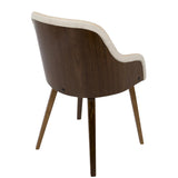 Lumisource Bacci Mid-Century Modern Dining/ Accent Chair in Walnut Wood and Cream Fabric