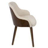 Lumisource Bacci Mid-Century Modern Dining/ Accent Chair in Walnut Wood and Cream Fabric