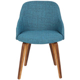 Lumisource Bacci Mid-Century Modern Dining/ Accent Chair in Walnut Wood and Teal Fabric