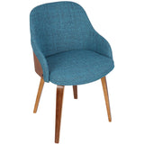 Lumisource Bacci Mid-Century Modern Dining/ Accent Chair in Walnut Wood and Teal Fabric