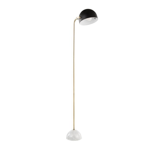 Lumisource Bello Contemporary-Glam Floor Lamp in White Marble with Gold Metal Frame and Black Metal Shade