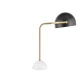 Lumisource Bello Contemporary-Glam Table Lamp in White Marble with Gold Metal Frame and Black Metal Shade