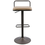 Lumisource Beta Industrial Barstool in Antique and Camel Faux Leather - Set of 2