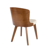 Lumisource Bocello Mid-Century Chair in Walnut and Cream Faux Leather