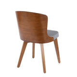 Lumisource Bocello Mid-Century Chair in Walnut and Grey Faux Leather